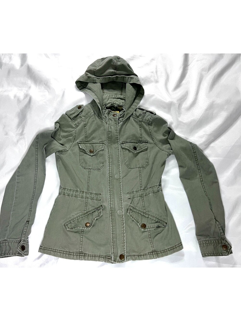 Prince & Fox Button Down Zip Up Green Cargo Jacket